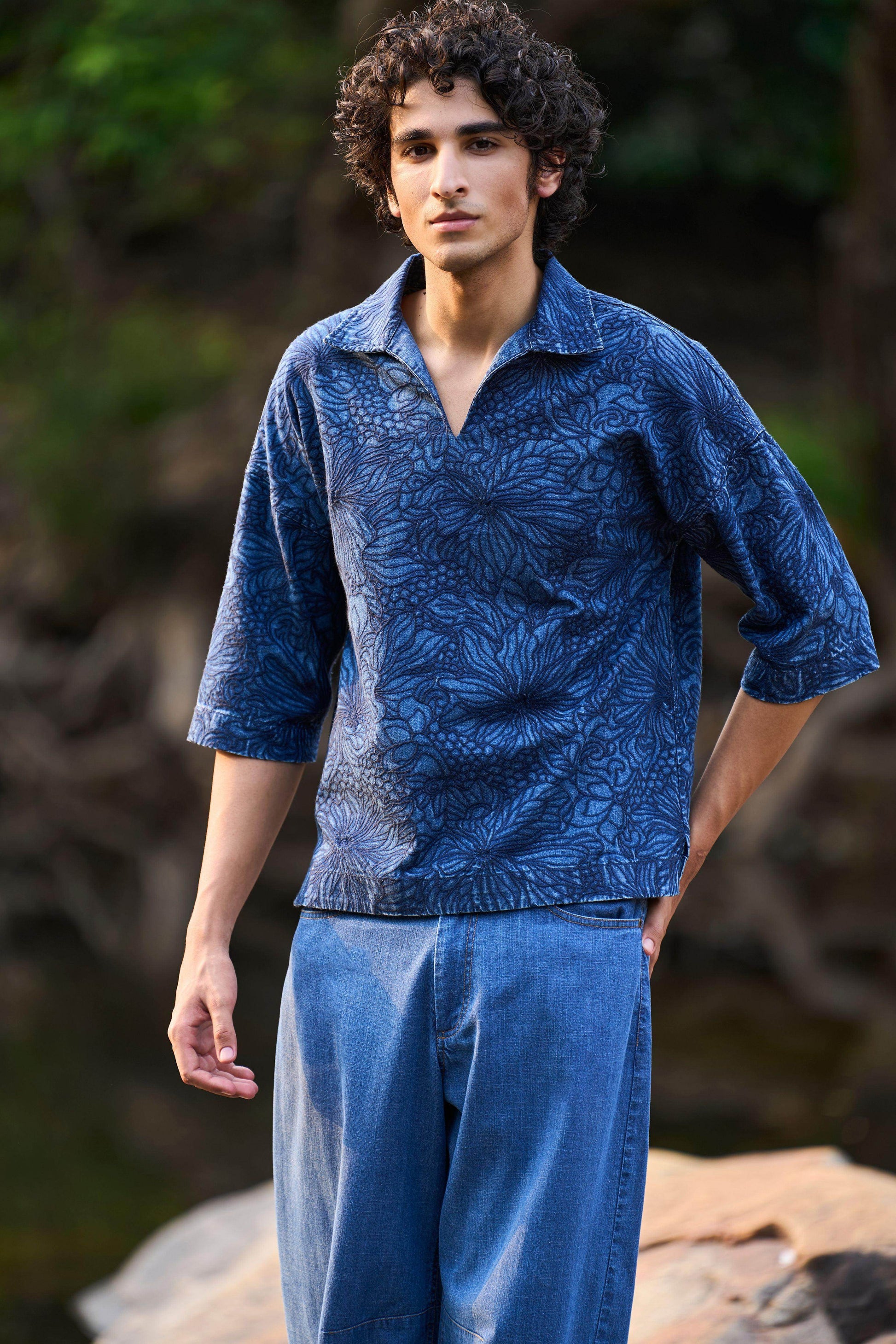 DENIM POPOVER SHIRT - dash and dot