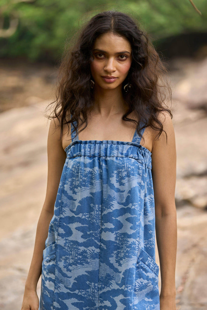 DENIM PATTERNED JUMPSUIT - dash and dot dash and dot