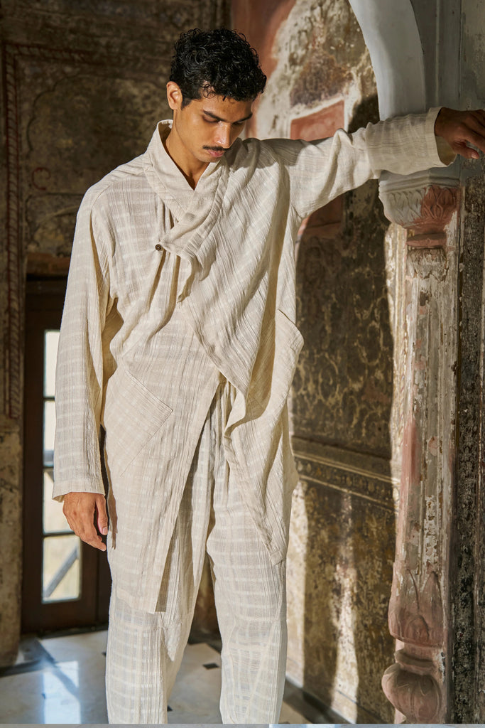 LONGLINE TEXTURED LINEN SHIRT dash and dot