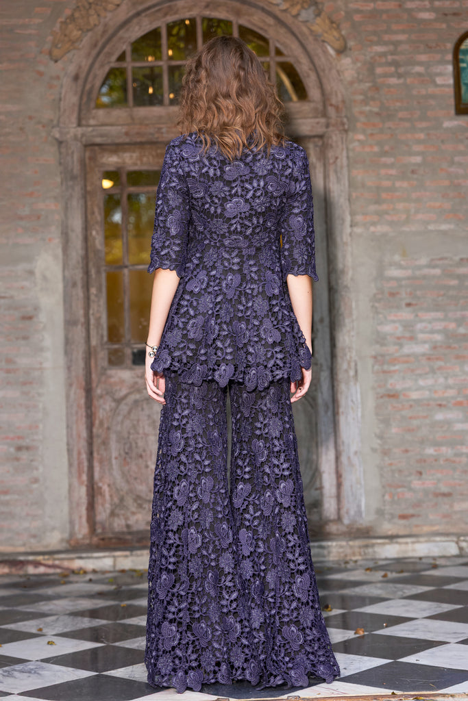 EMBROIDERED LACE FLARED PANT dash and dot