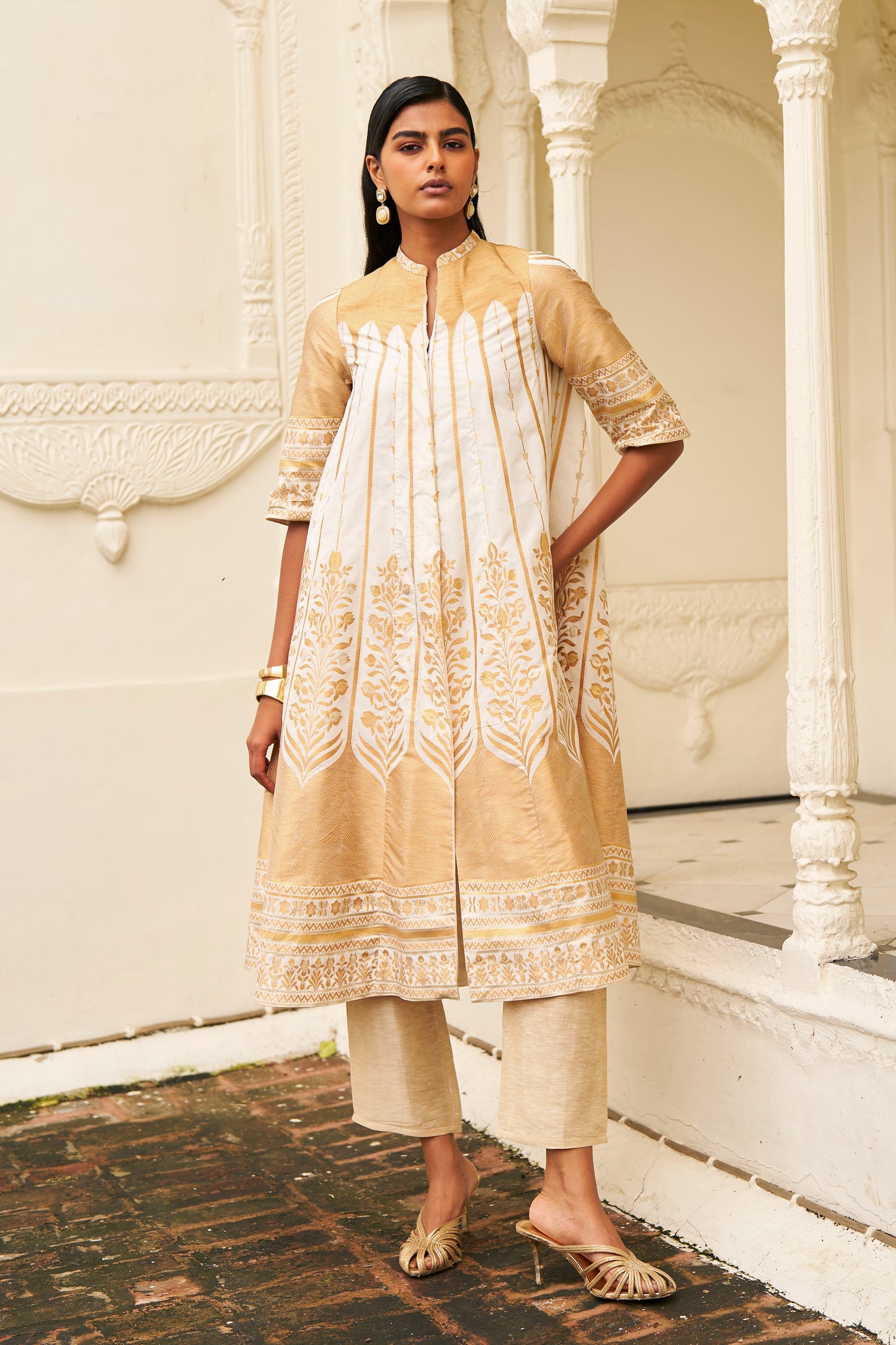 BENARES SILK BROCADE A-LINE JACKET