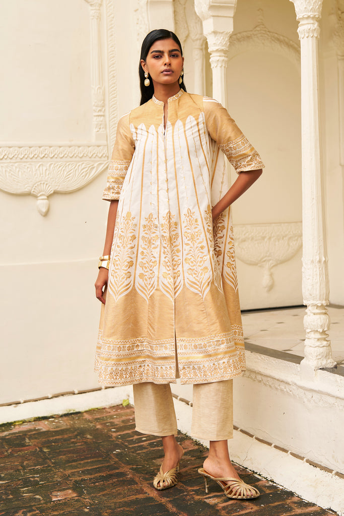 BENARES SILK BROCADE A-LINE JACKET dash and dot
