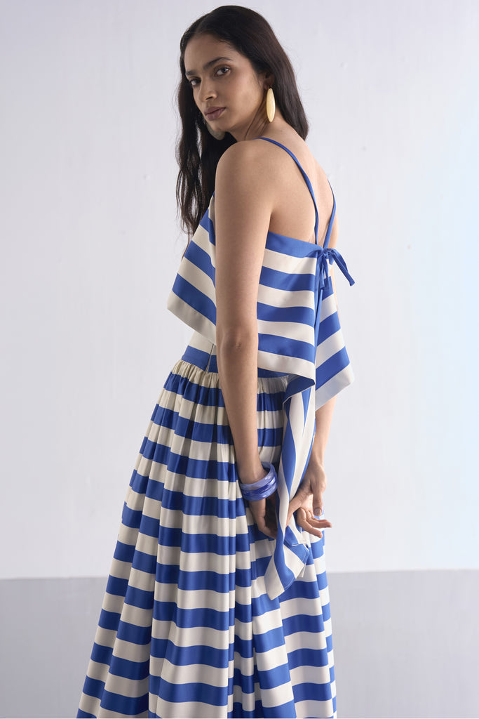 BACK KNOT DRAPED STRIPE TOP dash and dot