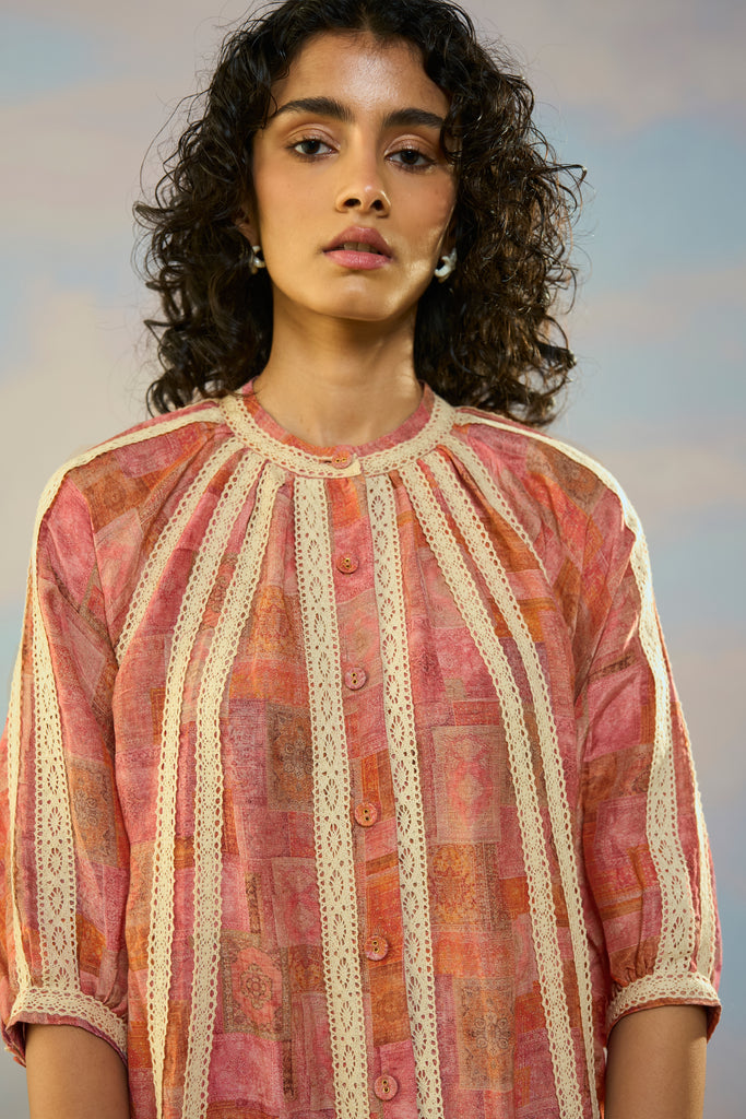 PRINTED LINEN-LACE DRESS dash and dot