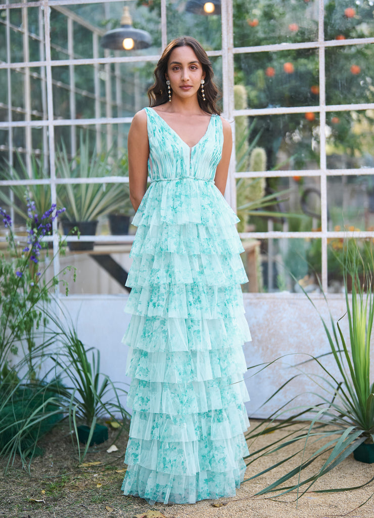 CASCADING PRINTED GOWN dash and dot