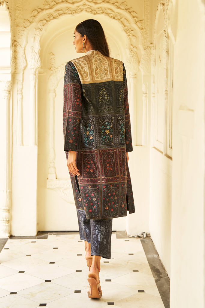 MUGHAL PRINT LONGLINE JACKET dash and dot