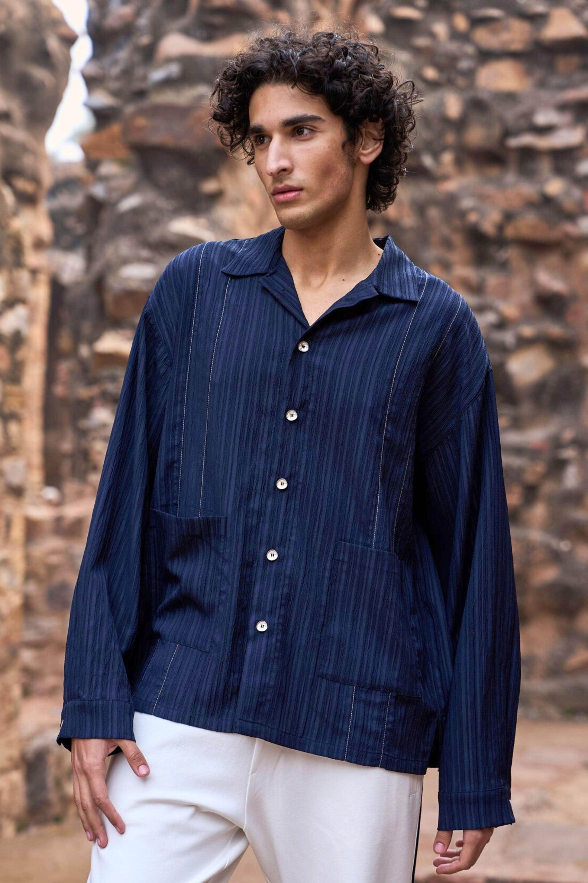 TEXTURED BOXY SHIRT - dash and dot