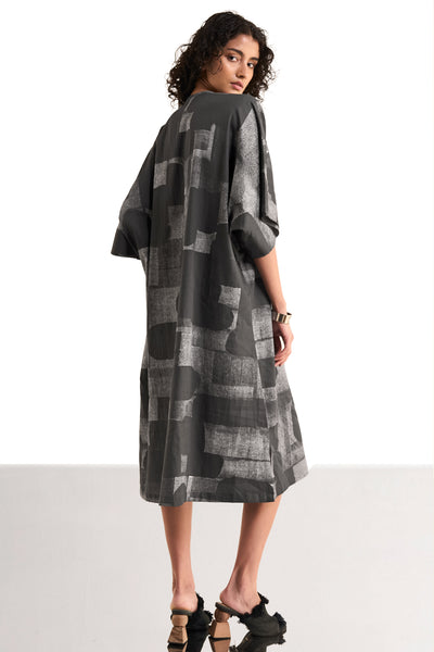 ABSTRACT GEOMETRIC PRINT SHIRT DRESS