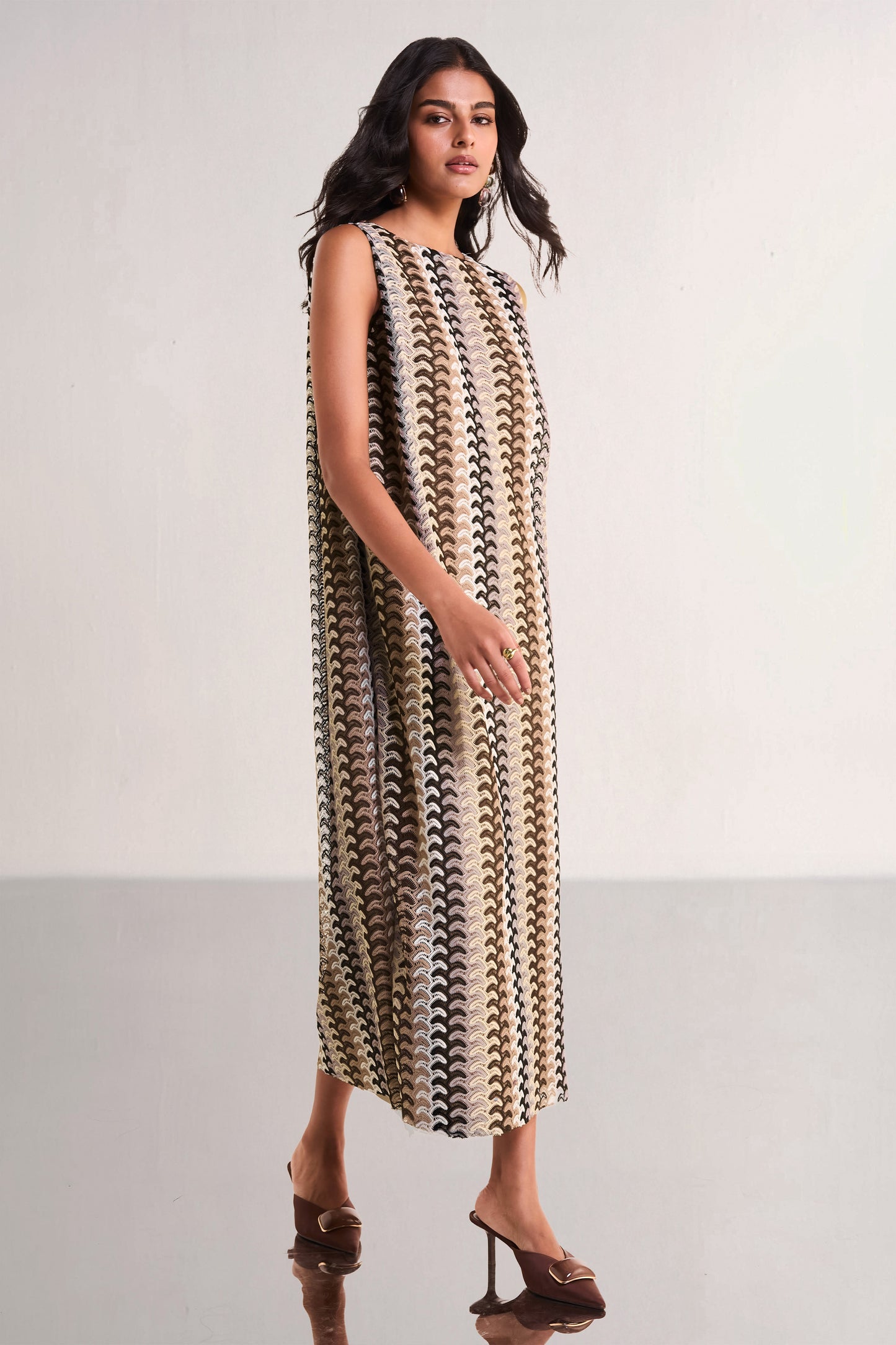 CROCHET KNIT BACK KNOT MIDI