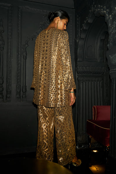 GOLD SEQUIN EMBROIDERED PANT
