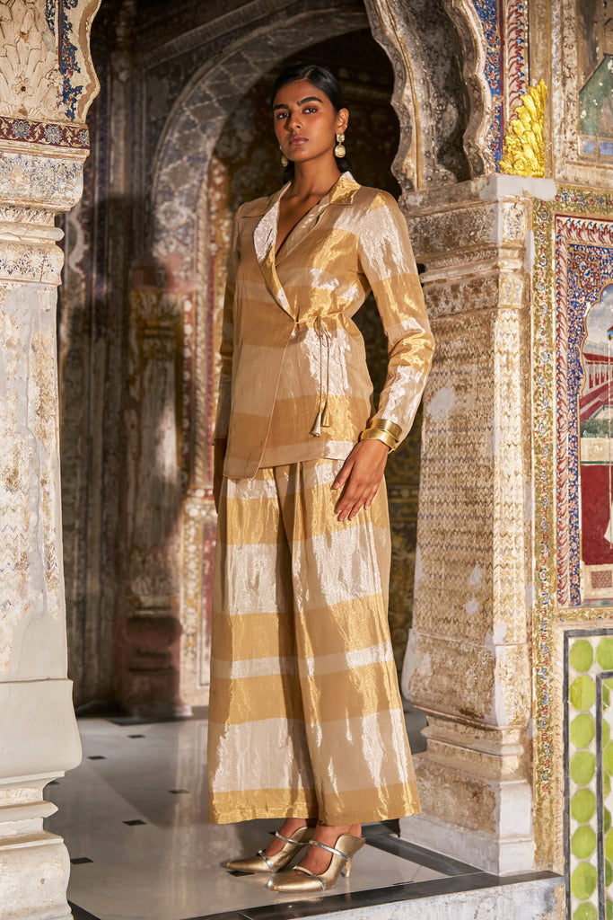 BENARES TISSUE SIDE-TIE BLAZER dash and dot