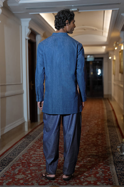 LONGLINE DENIM KURTA-SHIRT & BARREL PANT