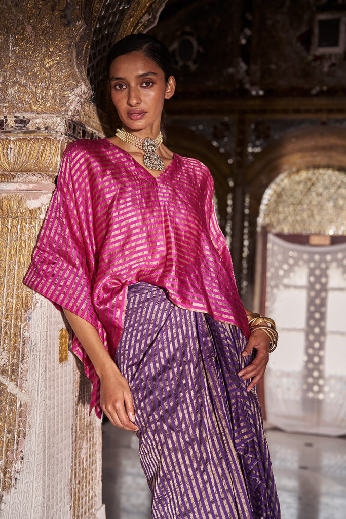 BENARES TISSUE STRIPE KAFTAN TOP dash and dot