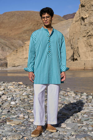 STRIPED LONGLINE SHIRT - dash and dot