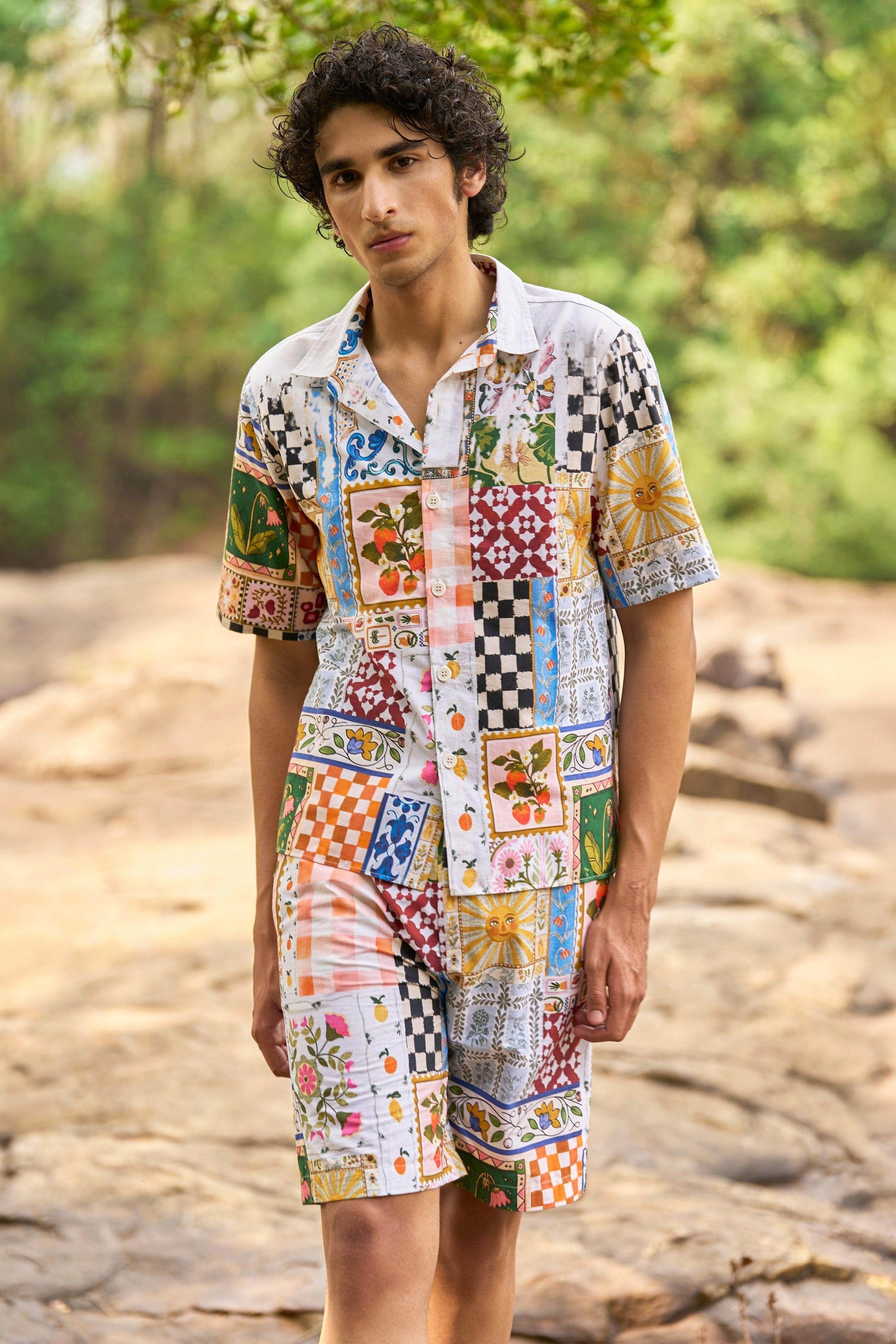 PATCHWORK PRINT SHORTS SET - dash and dot