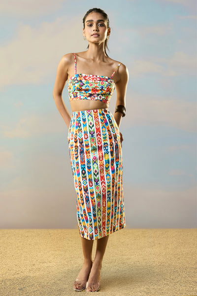 IKAT STRIPE BACK TIE BANDEAU