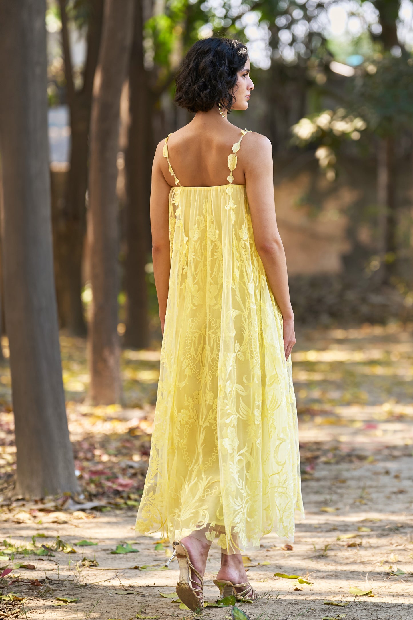 STRAPPY EMBROIDERED MIDI