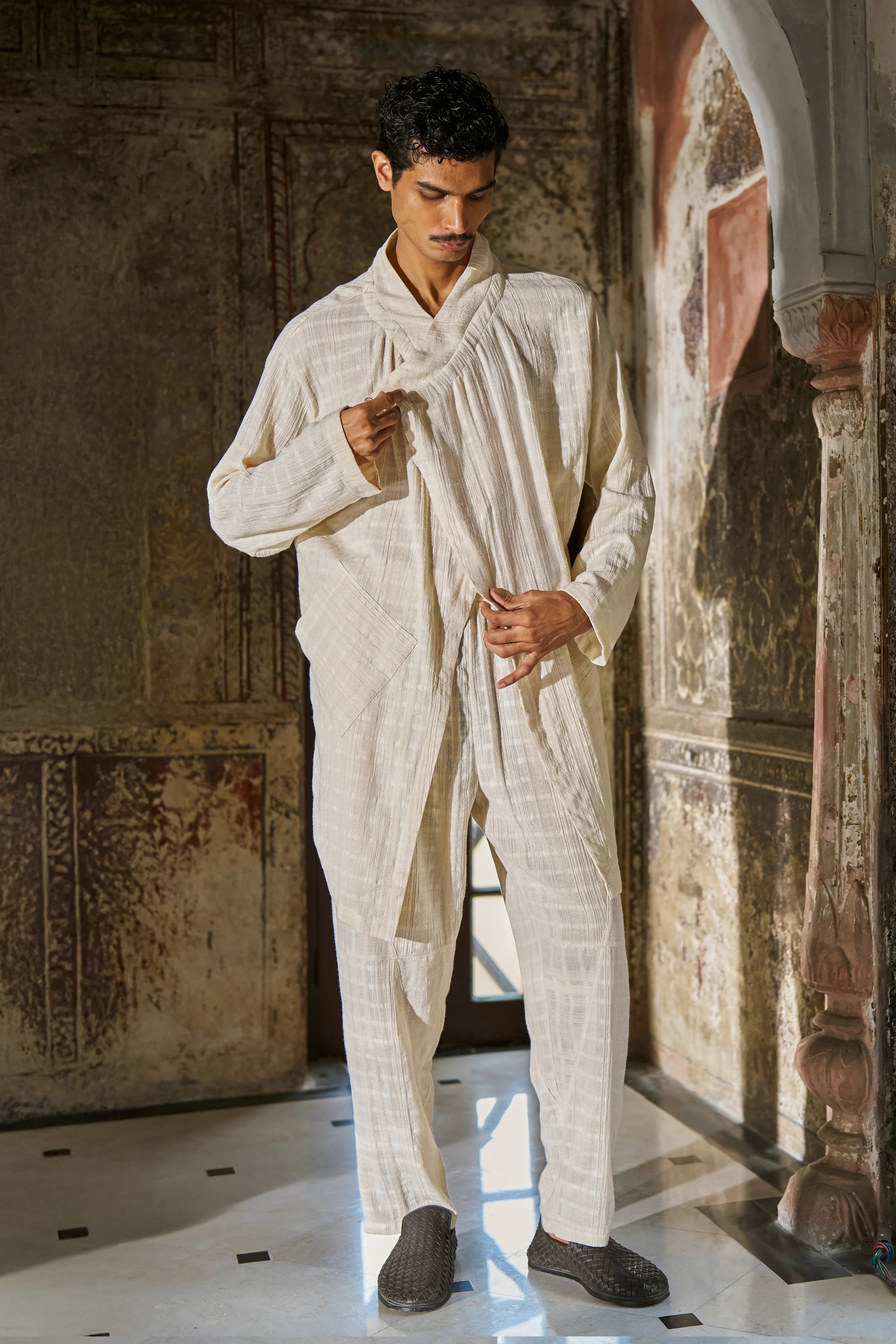 longline dress shirt L / Grey LONGLINE TRENCH SHIRT