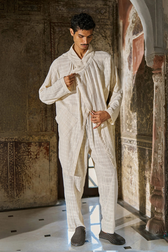 LONGLINE TEXTURED LINEN SHIRT dash and dot