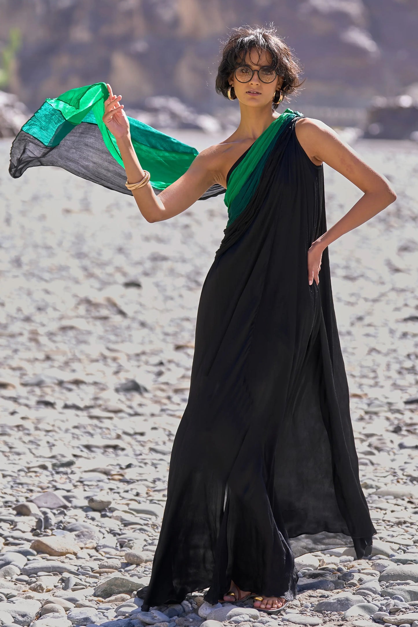 OMBRÉ DRAPED SARI GOWN