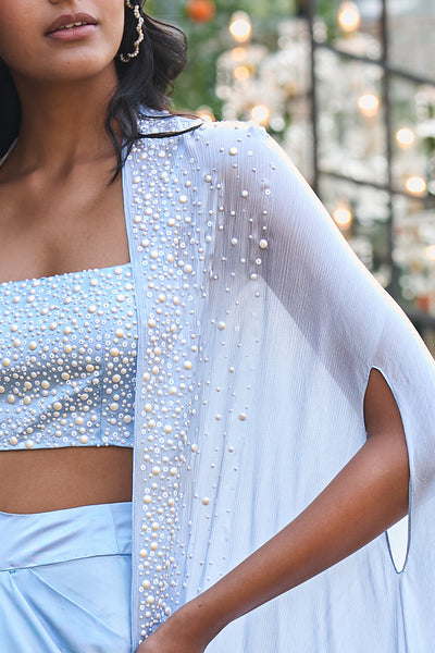 DEGRADÉ PEARL EMBELLISHED CAPE