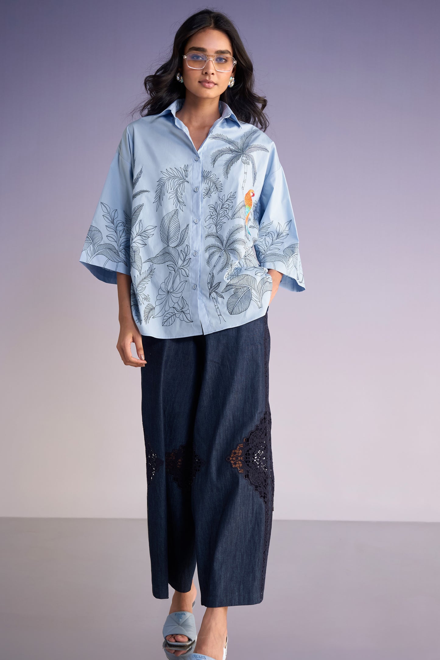 JARDIN EMBROIDERED BOXY SHIRT