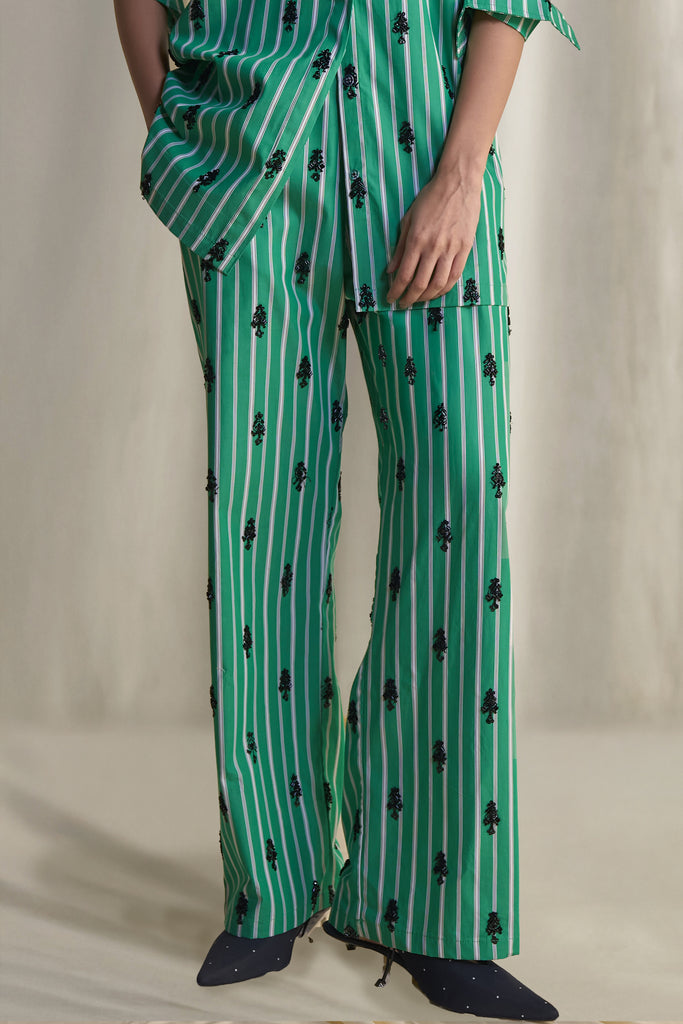 MOTIF BEAD EMBROIDERED STRIPE PANT dash and dot