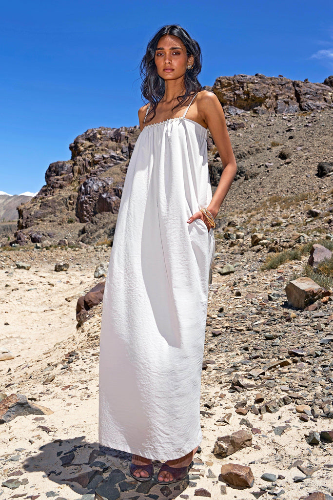 OFF-SHOULDER PEARL POPLIN MIDI - dash and dot dash and dot