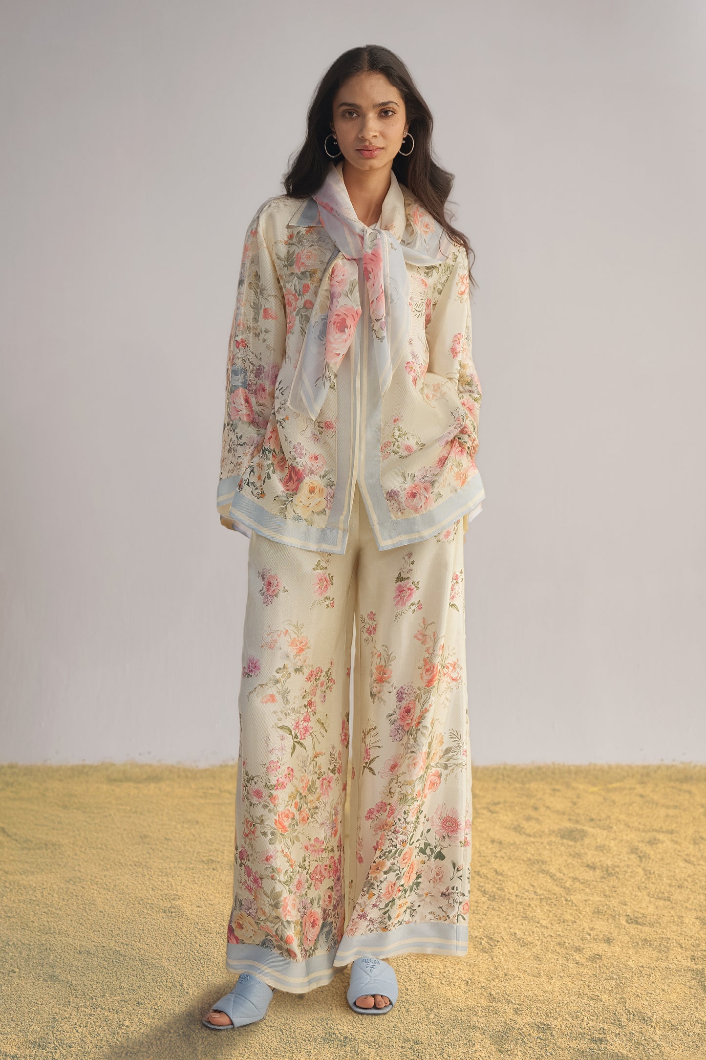 PASTEL FLORAL PRINTED PANT SET