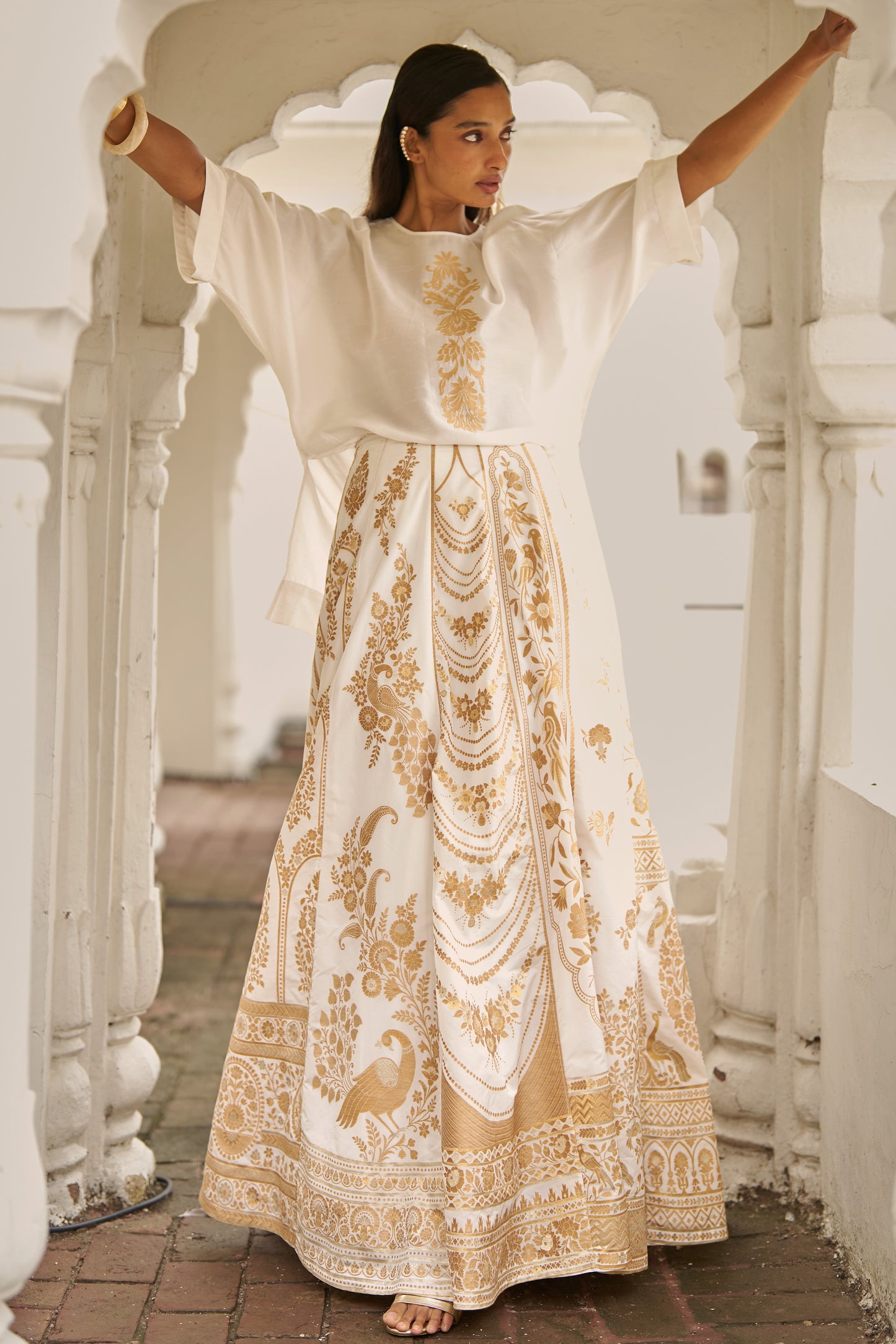 SILK BROCADE MAXI SKIRT SET