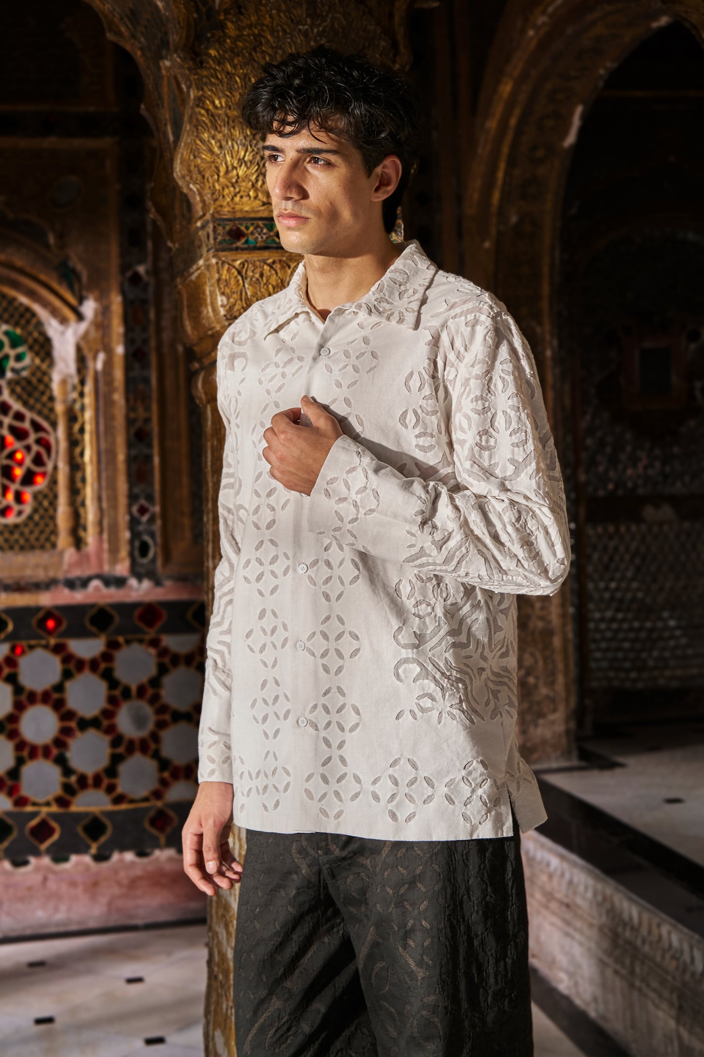 CUTWORK APPLIQUÉ PANT SET