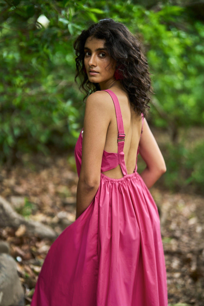 FUCHSIA POPLIN MIDI - dash and dot dash and dot