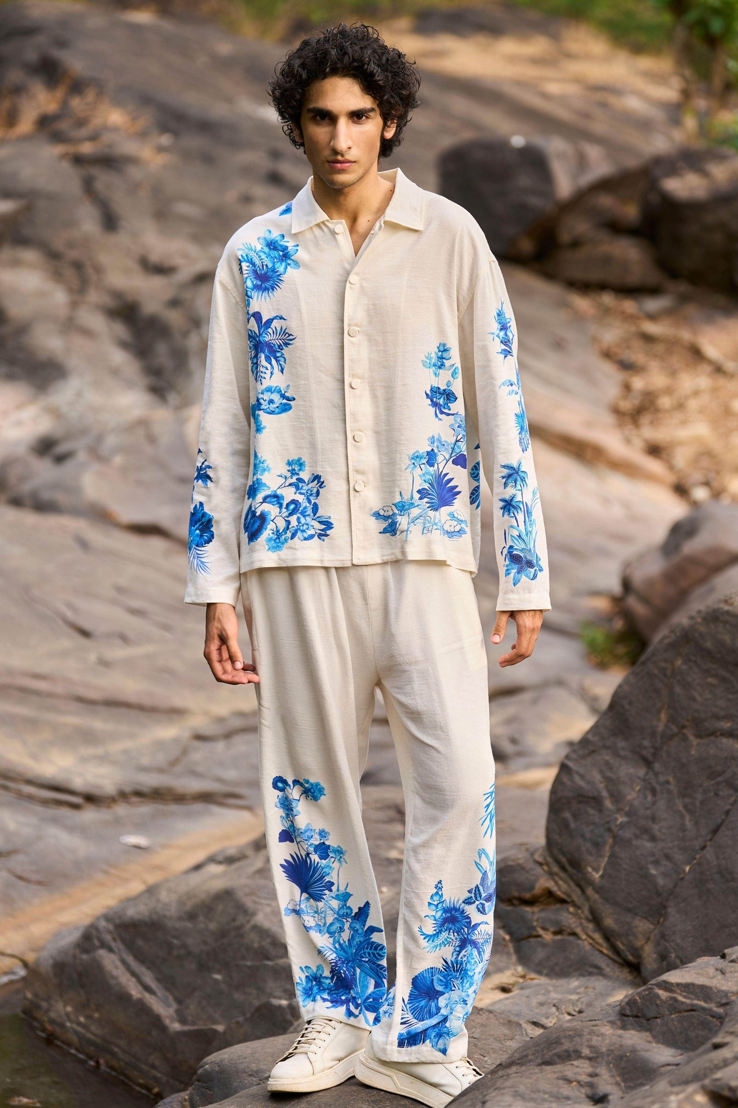 LINEN PRINTED PANT SET - dash and dot