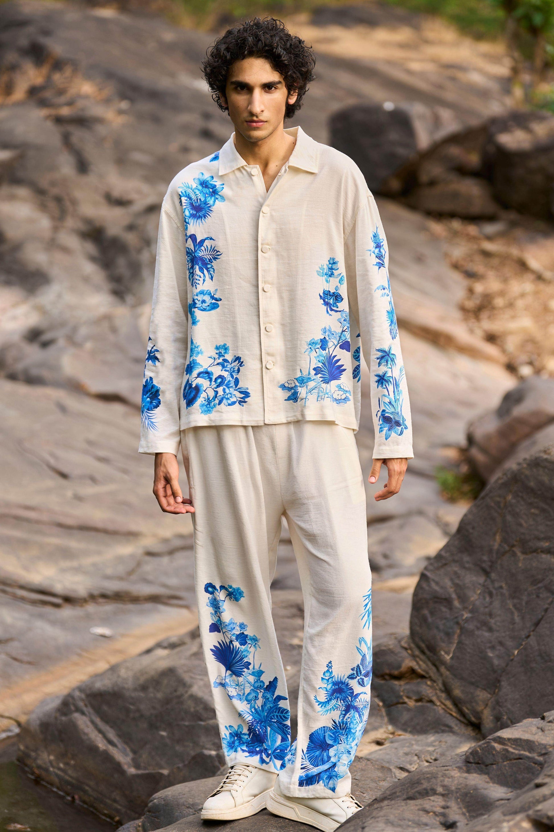 LINEN PRINTED PANT SET - dash and dot