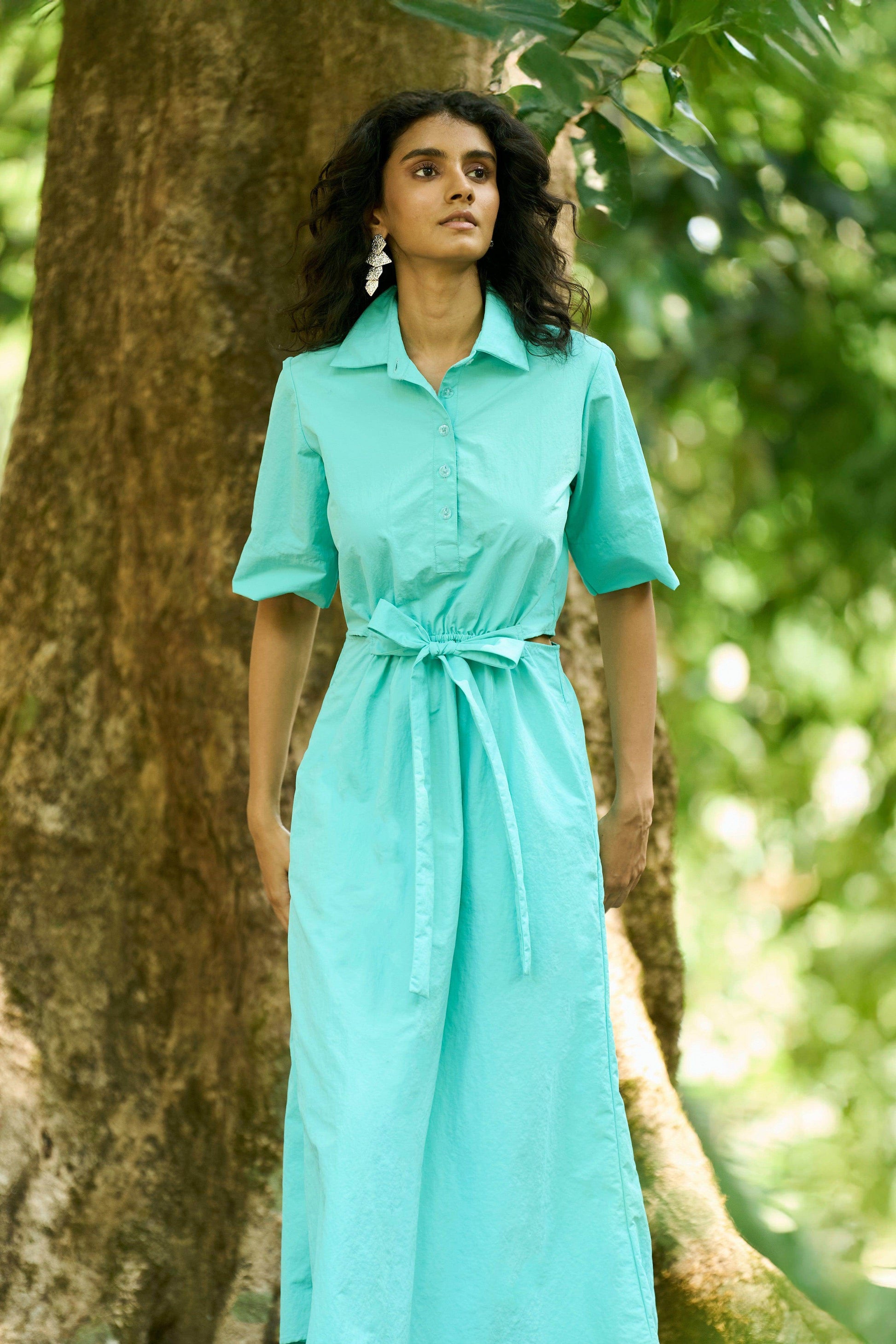 FRONT TIE SHIRT DRESS - dash and dot