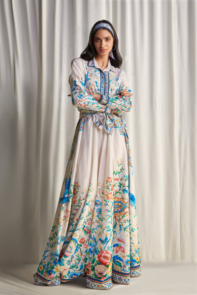 LINEN BOTANICAL PRINT SHIRT & MAXI SKIRT