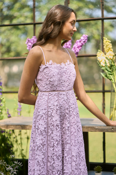 SCALLOPED FLARED LACE MIDI