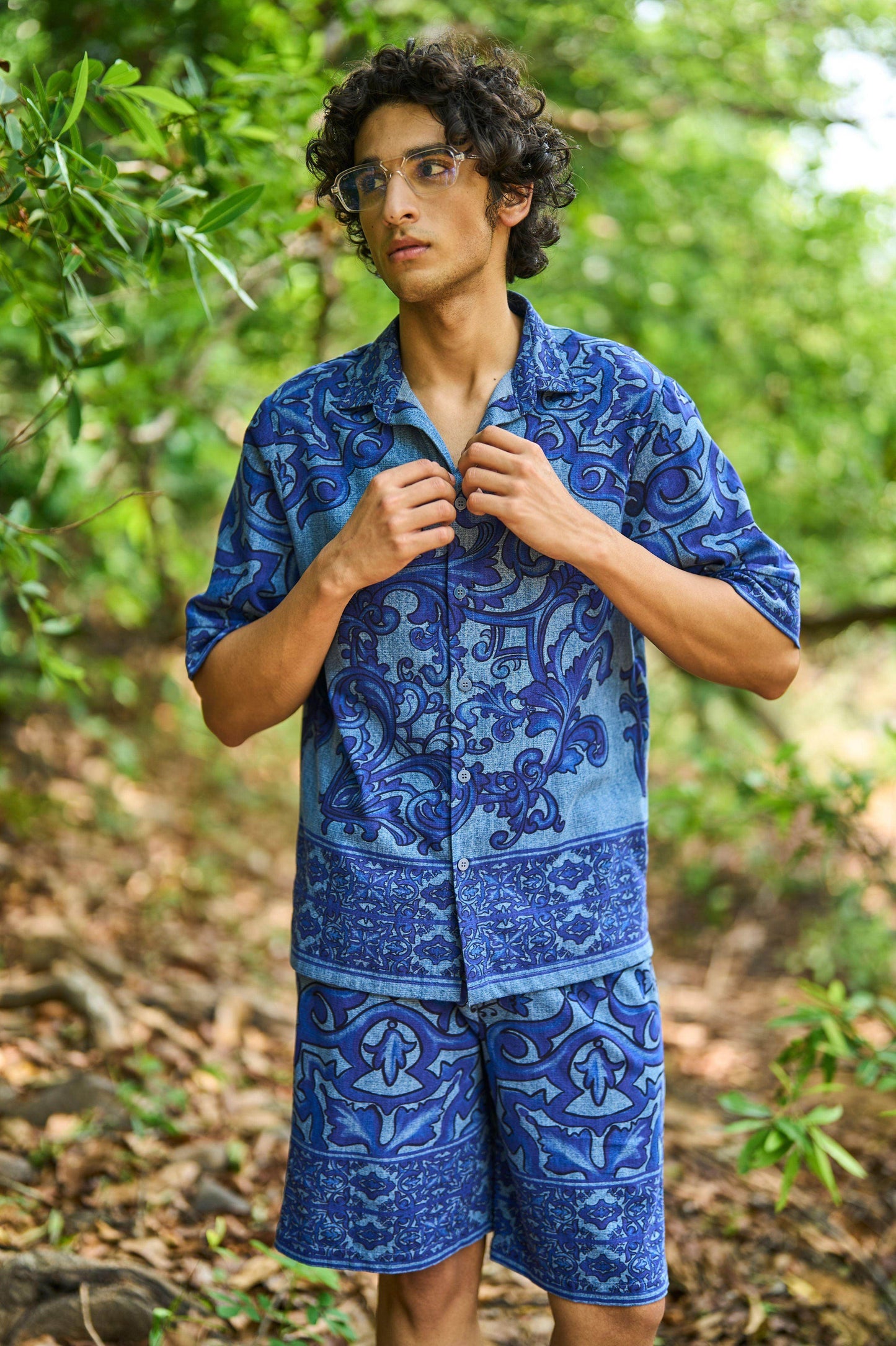 DENIM PRINTED SHORTS SET - dash and dot