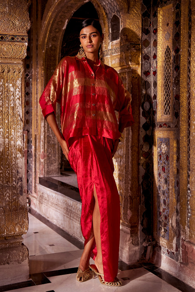 BENARES TISSUE STRIPED SHIRT dash and dot