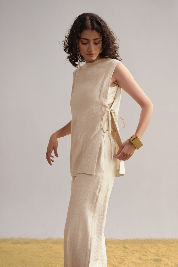SILK-LINEN STRAIGHT PANT dash and dot