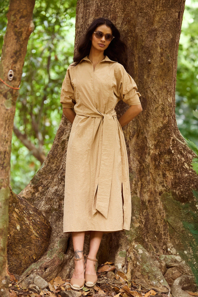 SIDE TIE MIDI - dash and dot dash and dot