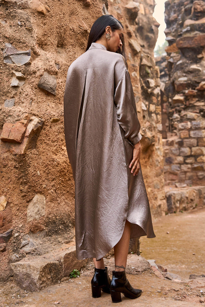 ZIP NECK SATIN MIDI - dash and dot dash and dot