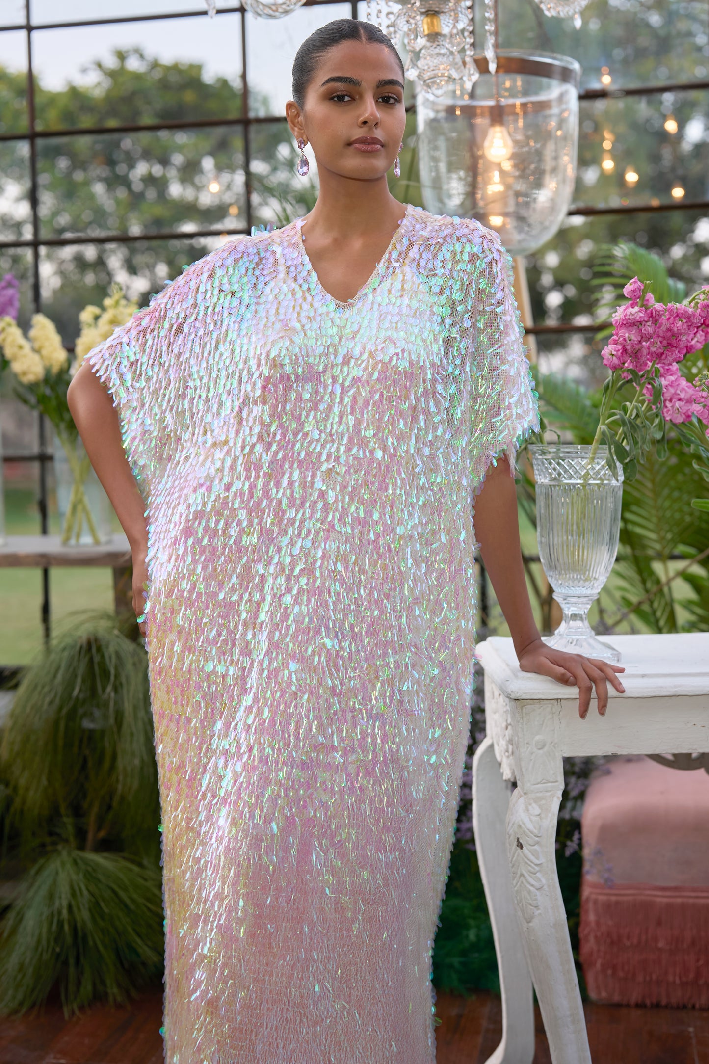 IRIDESCENT PAILLETTE KAFTAN