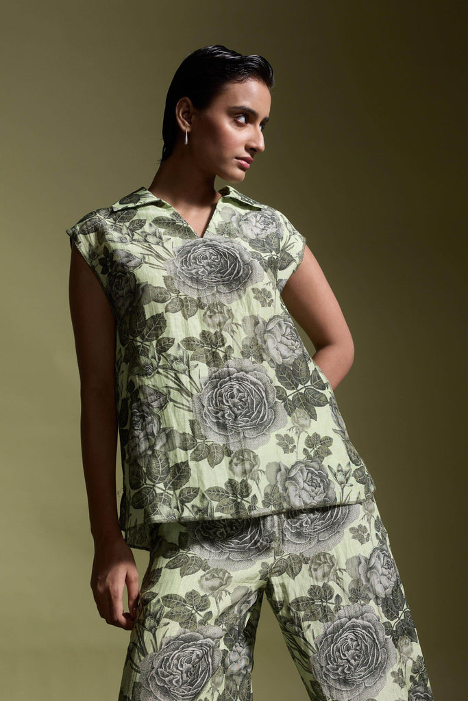 FLORAL LINEN SLEEVELESS TOP - dash and dot dash and dot