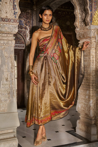 ONE-SHOULDER BENARES WEAVE GOWN