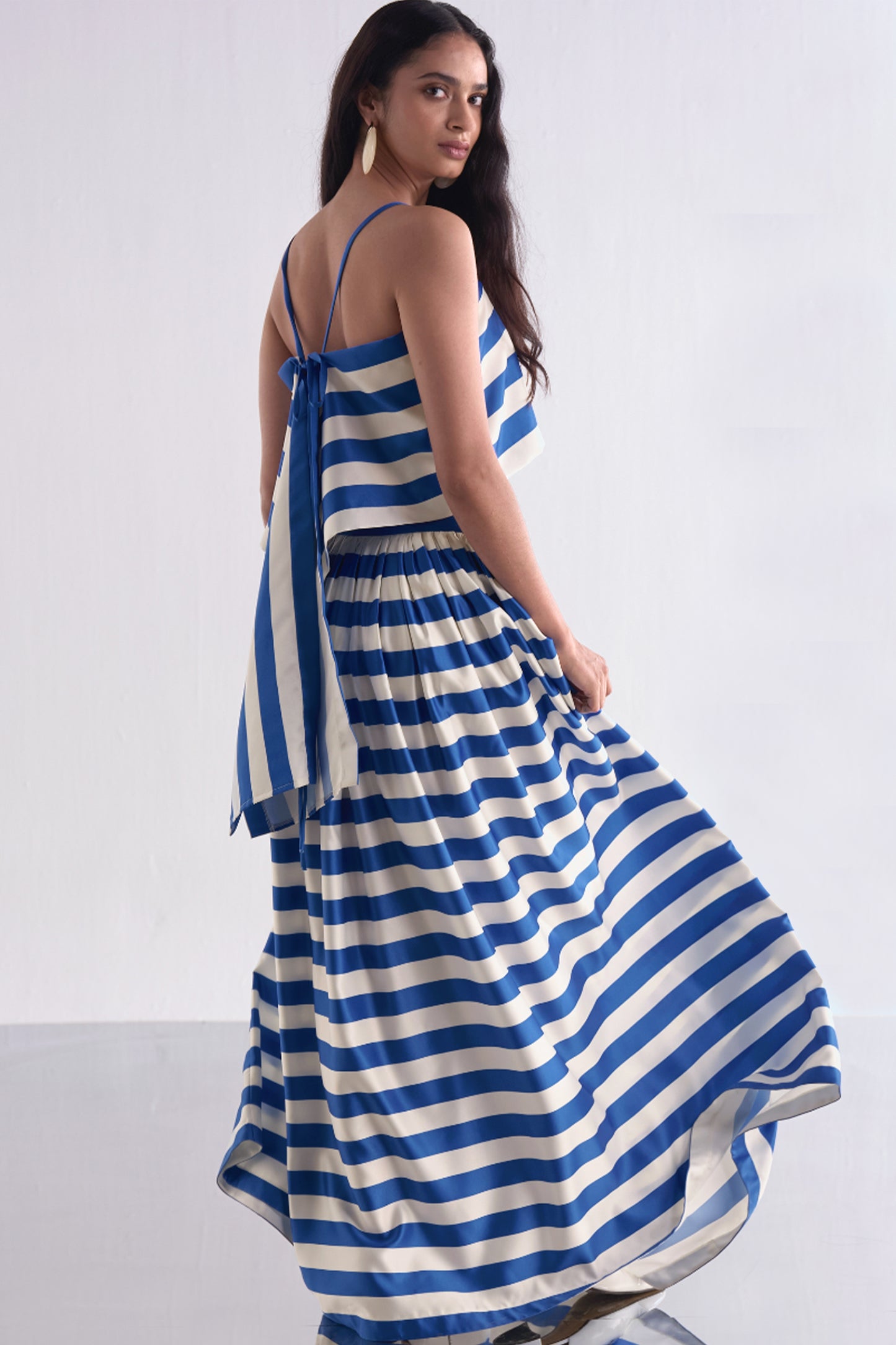 FLOWING STRIPED MAXI SKIRT