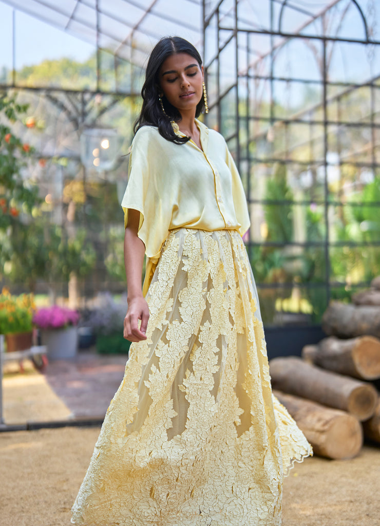 YELLOW SATIN SHIRT dash and dot