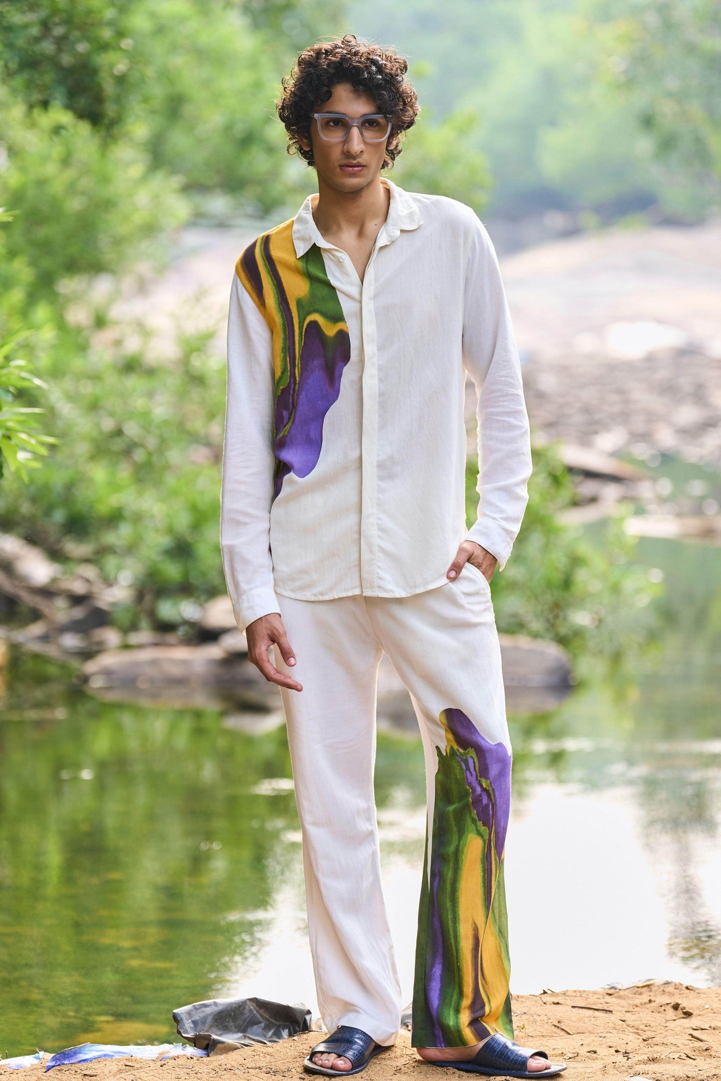 PRINTED LINEN SET - dash and dot