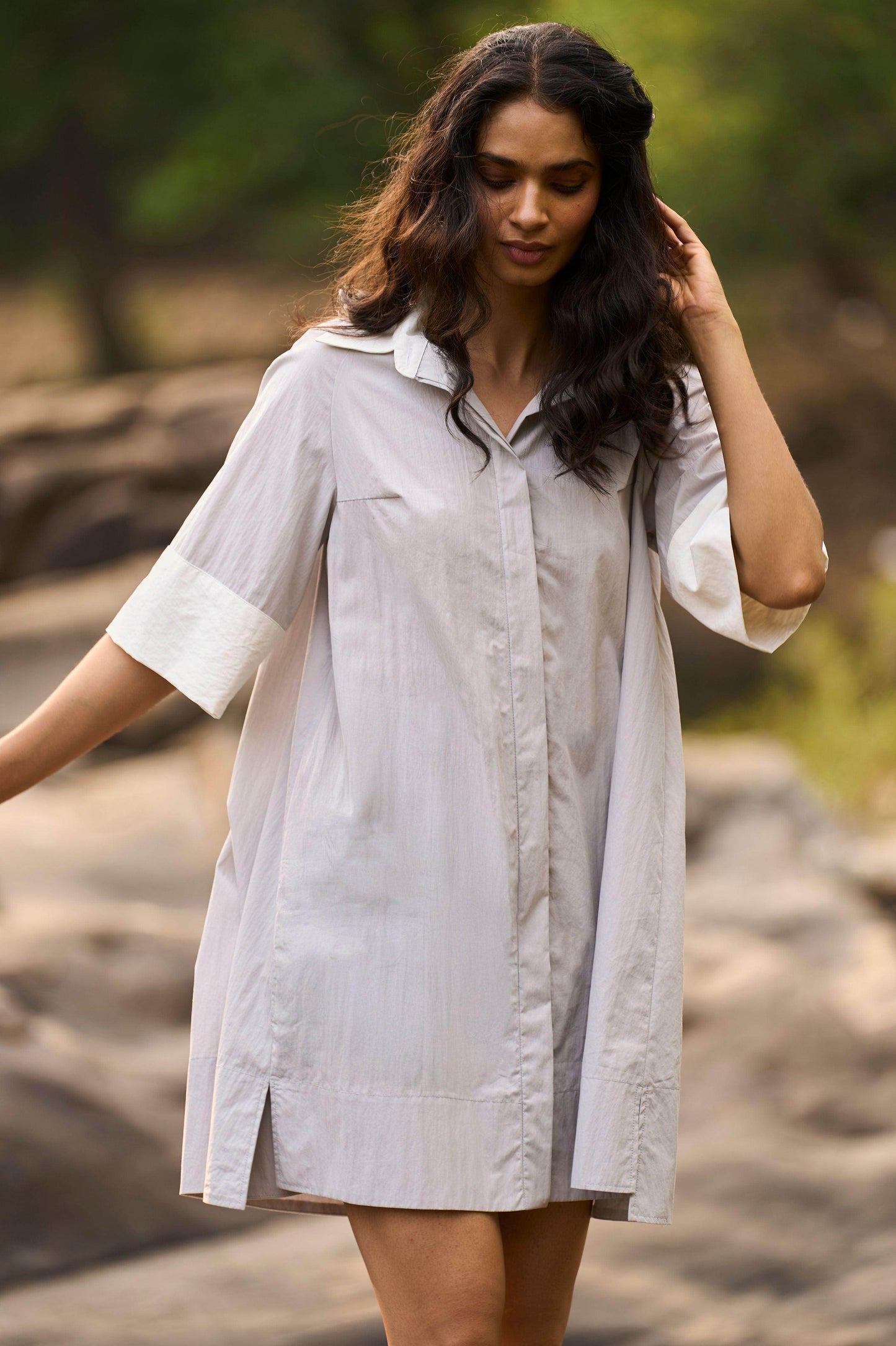 COLOUR BLOCKED MINI SHIRT DRESS - dash and dot