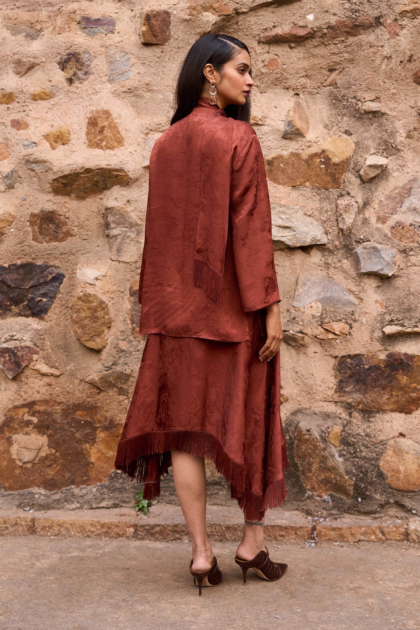 FRINGE HEM PATTERNED SKIRT - dash and dot